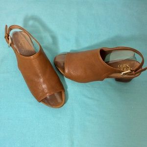 Shoes 3"Heel Open Toe Strap Brown Franco Sarto 8.5